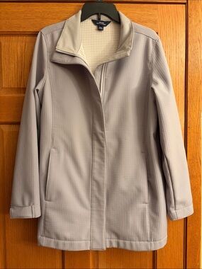 Lands' End Women's Light Gray Utility Softshell Jacket w/ zipper pockets size XL